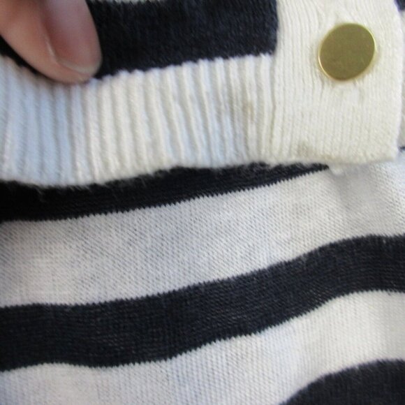 Club Monaco Linen Blend Nautical Sweater Women XS Striped Black White Knit 166 - Picture 7 of 10